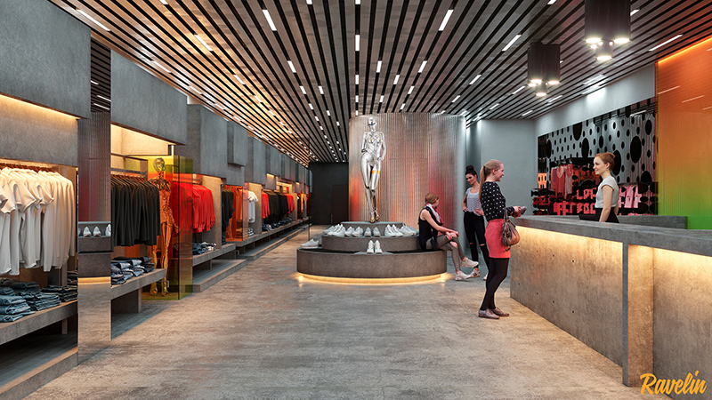 Virtual tour preview of a high-end mall interior in 3D